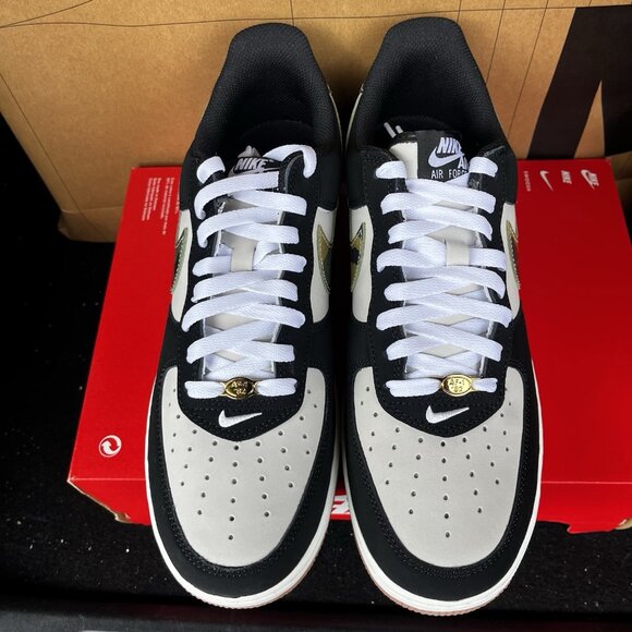 NEW Nike Air Force 1 Low ‘07 LV8 Black Patent Camo Swoosh HQ1967-100 Size 12